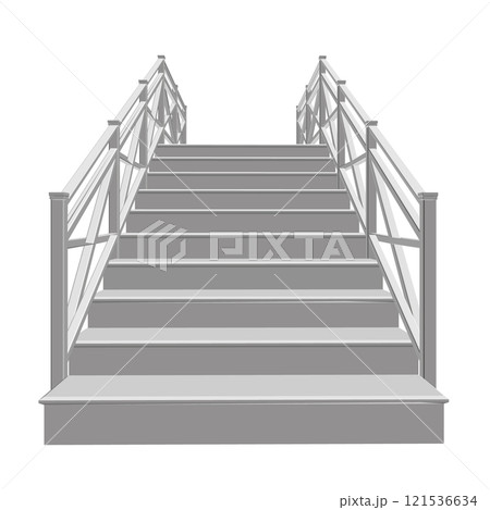 Polygonal staircase model isolated on white background. Bottom view. 3D. Vector illustration. 121536634