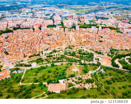 Xativa city aerial panoramic view, Spaint 121536639