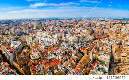 Valencia city aerial panoramic view in Spain 121536673
