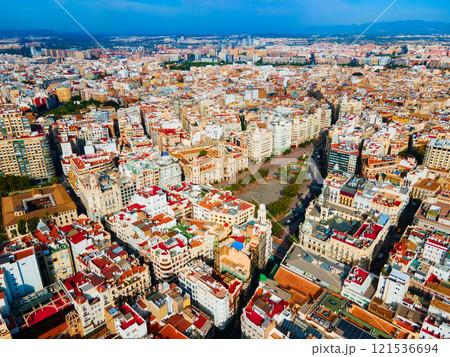 Valencia city aerial panoramic view in Spain Valencia city aerial panoramic view in Spain 121536694