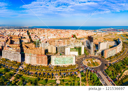 Valencia city aerial panoramic view in Spain Valencia city aerial panoramic view in Spain 121536697