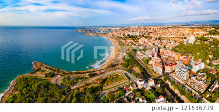 Tarragona city aerial panoramic view in Spain 121536719
