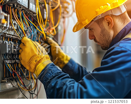 Electrician work fix and repair electric box switch 121537053
