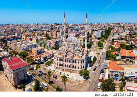 Didim Cental Mosque aerial panoramic view in Turkey Didim Cental Mosque aerial panoramic view in Turkey 121537121