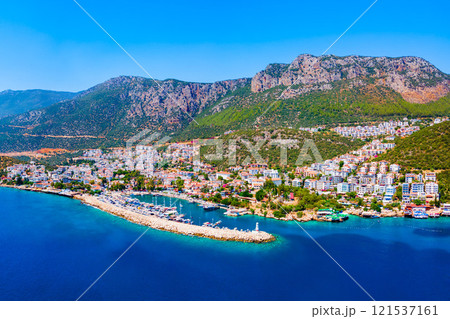 Kas city aerial panoramic view in Turkey 121537161