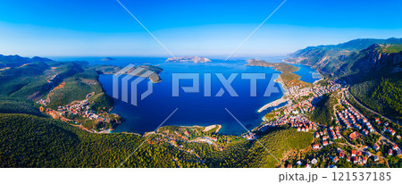 Kas city aerial panoramic view in Turkey Kas city aerial panoramic view in Turkey 121537185