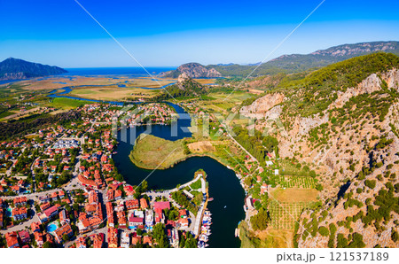 Dalyan aerial panoramic view in Mugla Province, Turkey Dalyan aerial panoramic view in Mugla Province, Turkey 121537189