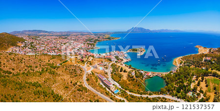 Datca beach and marina aerial panoramic view in Turkey Datca beach and marina aerial panoramic view in Turkey 121537357
