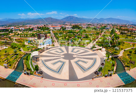 Sehit Fethi Bey Park aerial panoramic view in Fethiye city, Turkey 121537375