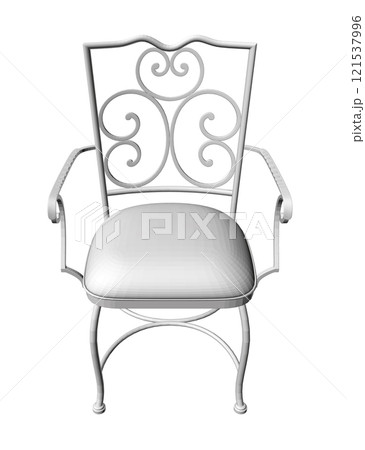 Polygonal vintage chair from black lines isolated on white background. Front view. 3D. Vector illustration. Polygonal vintage chair from black lines isolated on white background. Front view. 3D. Vector illustration. 121537996