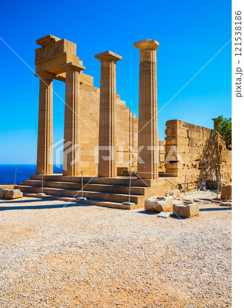Lindos Acropolis and beach, Rhodes 121538186