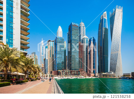 Dubai Marina district in Dubai, UAE Dubai Marina district in Dubai, UAE 121538258