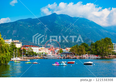 Locarno port with boats, Switzerland Locarno port with boats, Switzerland 121538308