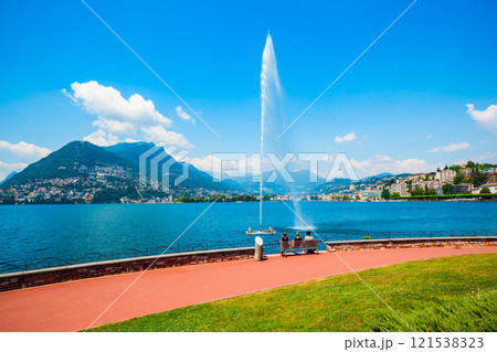Lugano lake and city, Switzerland Lugano lake and city, Switzerland 121538323