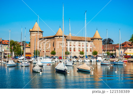 Medieval castle in Morges, Switzerland 121538389