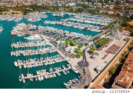 Antibes aerial panoramic view, France 121538934