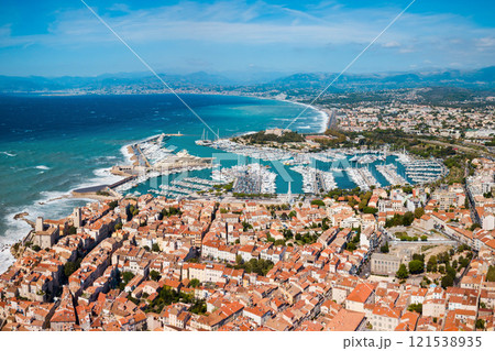 Antibes aerial panoramic view, France 121538935
