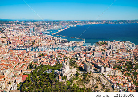 Marseille aerial panoramic view, France 121539000