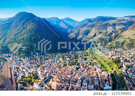 Bolzano aerial panoramic view, Italy 121539001