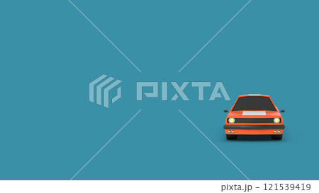 Orange Sports Coupe Car on Dark Blue Background. 3d rendering Orange Sports Coupe Car on Dark Blue Background. 3d rendering 121539419