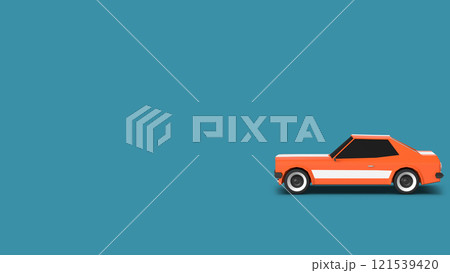 Orange Sports Coupe Car on Dark Blue Background. 3d rendering 121539420