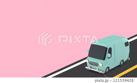 Mini Bus Car on Pink Background 121539428