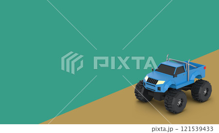 Monster Truck Car on Brown Background. 3D Rendering Monster Truck Car on Brown Background. 3D Rendering 121539433
