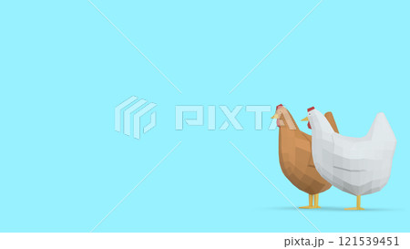 3D Character Chicken Sky Blue Background 121539451
