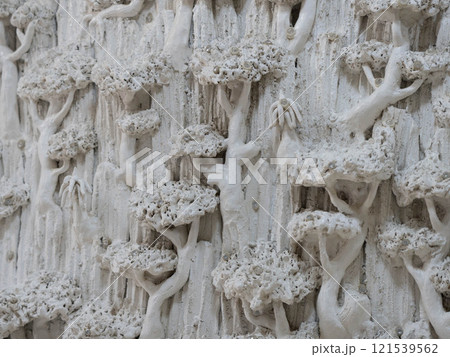 Marble sculpture symbolizing Buddhism in Asia inside a temple in Thailand. 121539562