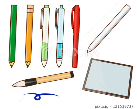 鉛筆とペンの筆記用具セット 121539737