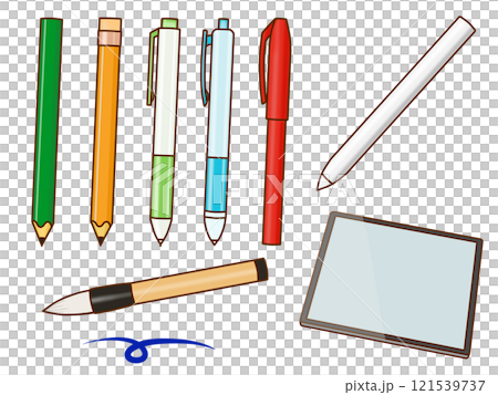 鉛筆とペンの筆記用具セット 121539737
