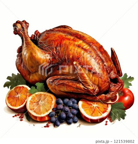 the AI Image Generator, Glazed Roasted Turkey Surrounded 121539802