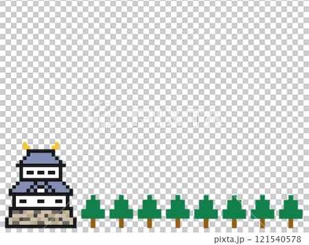 城堡和樹木的框架 121540578