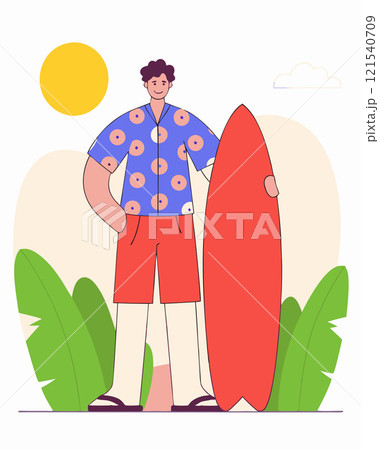イラスト：カッコいいサーフィンボーイ 121540709