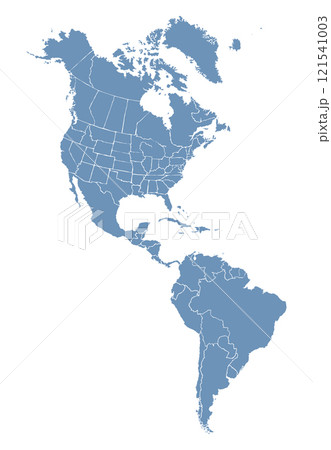 North American continent with contours of countries. Vector drawing 121541003