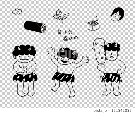 Hand-drawn Setsubun illustration set 121541055