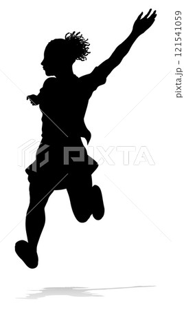 Happy Woman Jumping For Joy Silhouette Person 121541059