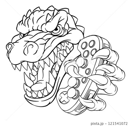 Crocodile Dinosaur Alligator Gamer Gaming Mascot 121541072
