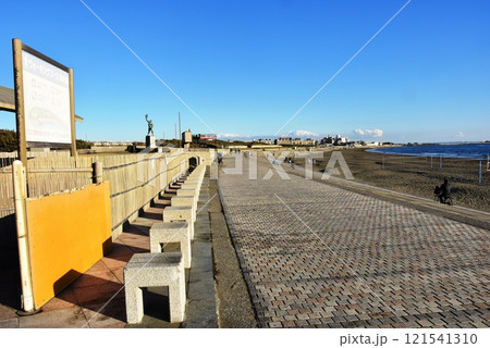 神奈川県藤沢市　県立湘南海岸公園とビーチバレーコート 121541310