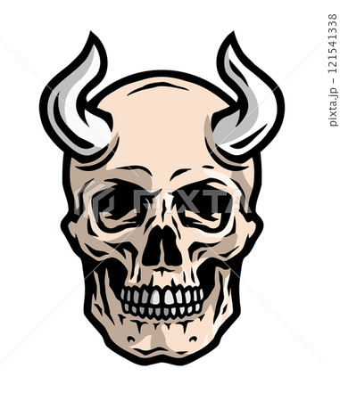 Skull with bull horns. 121541338