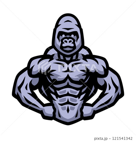Bodybuilder with a gorilla head. 121541342
