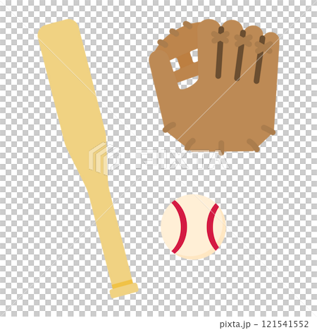 簡單可愛的棒球裝備插畫(平面設計) 簡單可愛的棒球裝備插畫(平面設計) 121541552