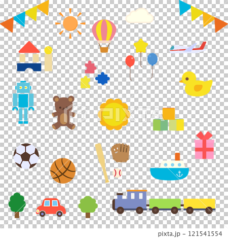 Simple and cute toy illustration set (flat design) 121541554
