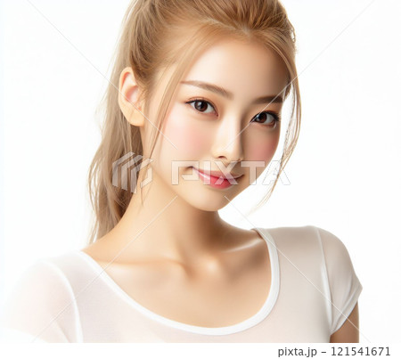 白いTシャツの美女 121541671