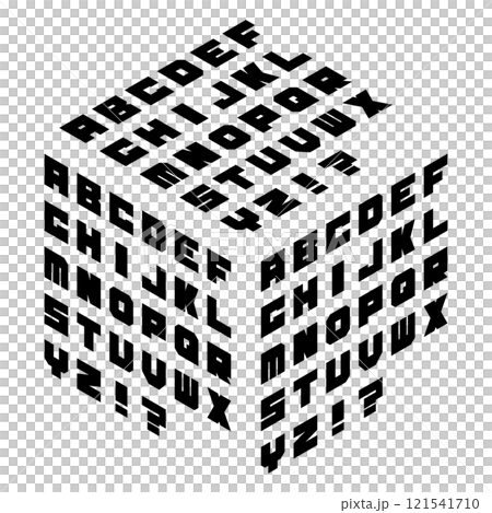 Isometric Illustration: Block Font (Black) Isometric Illustration: Block Font (Black) 121541710