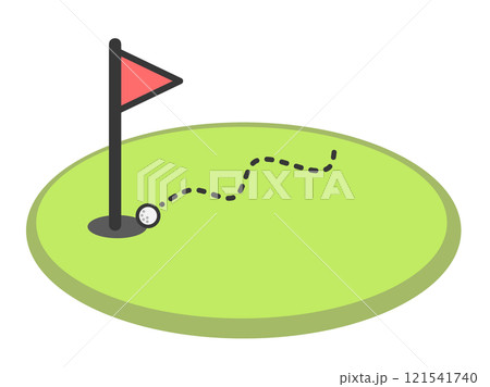 趣味のゴルフで奇跡的にホールインワンをするイラスト 121541740