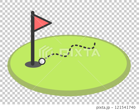 趣味のゴルフで奇跡的にホールインワンをするイラスト 121541740