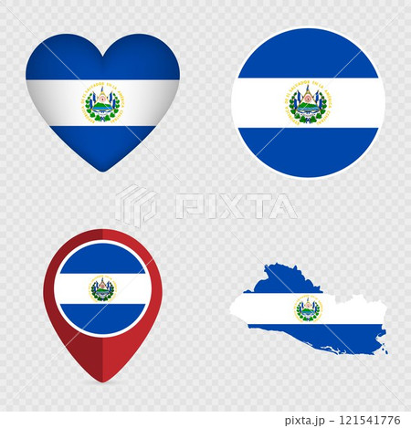 El Salvador Flag Icons Pack. Vector illustration. 121541776