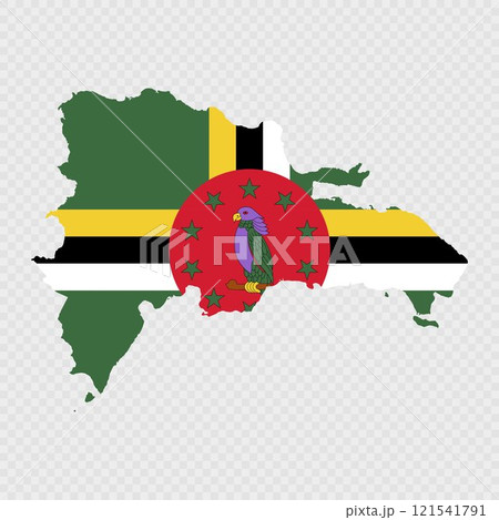 Dominican Republic map silhouette with flag. Dominican Republic map silhouette with flag. 121541791