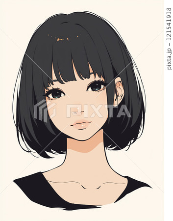 黒髪ボブカットの女性 AI画像 黒髪ボブカットの女性 AI画像 121541918